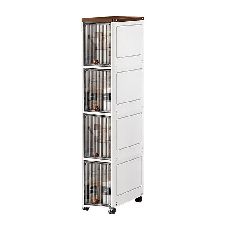 Slim Gap Storage Cabinet 4Tier Flip-Top WithWheels 1 count