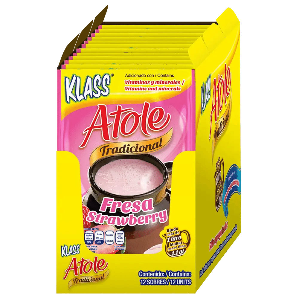 Klass Atole Strawberry / Fresa (4x12ct) 1.52 oz – Case – 48 Units 1 each