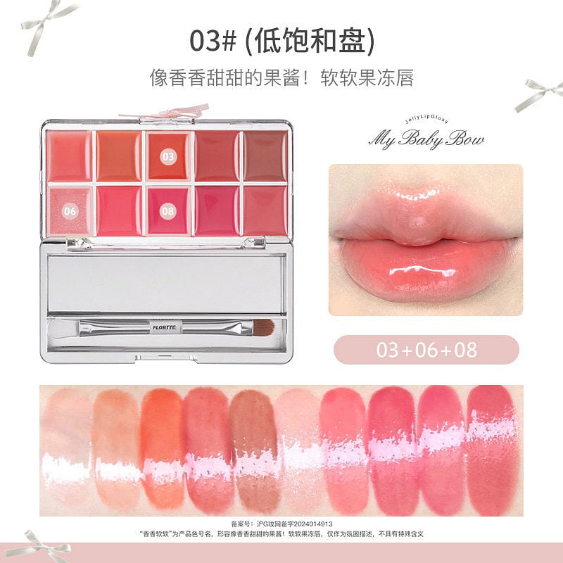 FLORTTE 10 Colors Lipstick Lip Gloss Palette 1 box