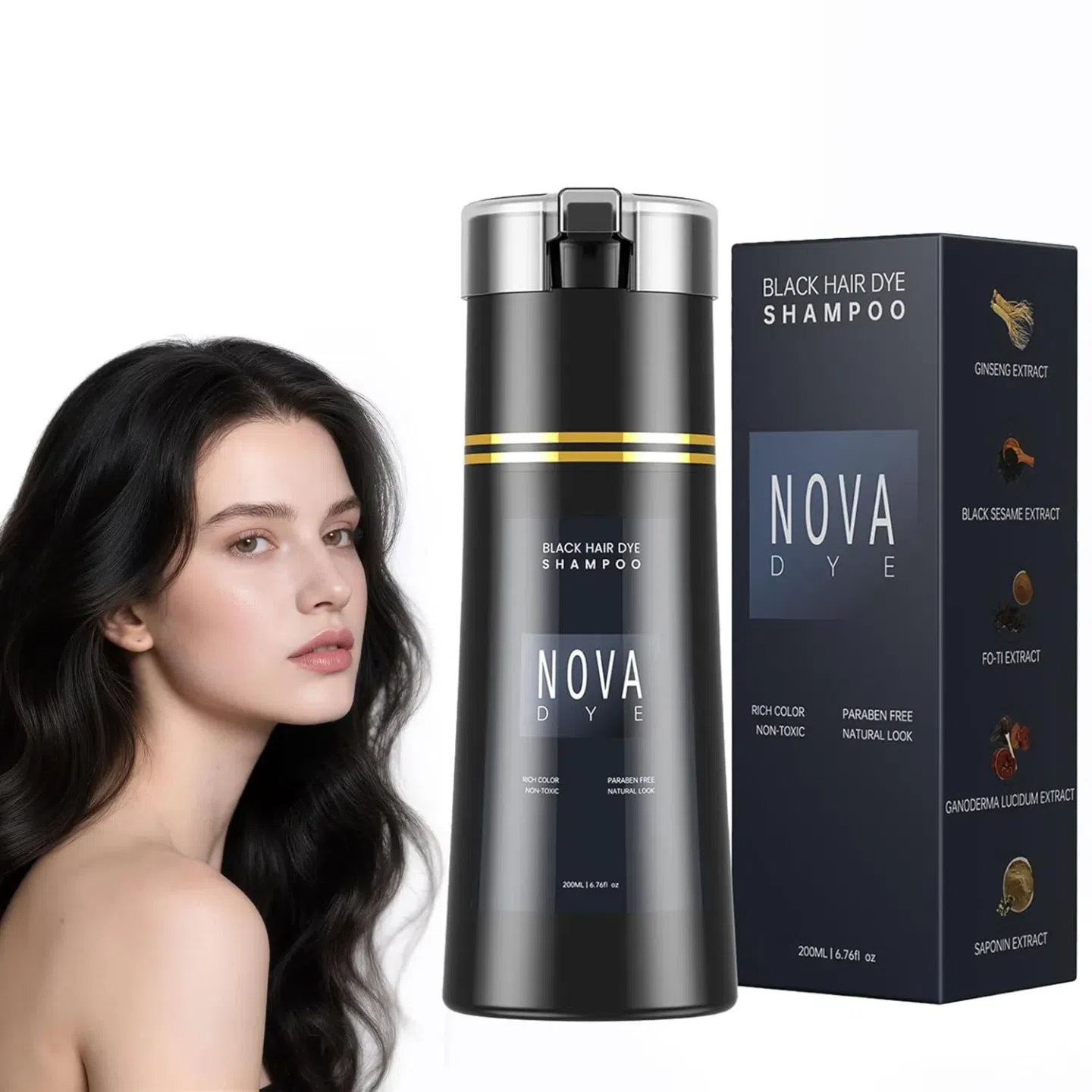 3in1 Hair Dye Shampoo Nova Hair Instant Color Dye 1 box