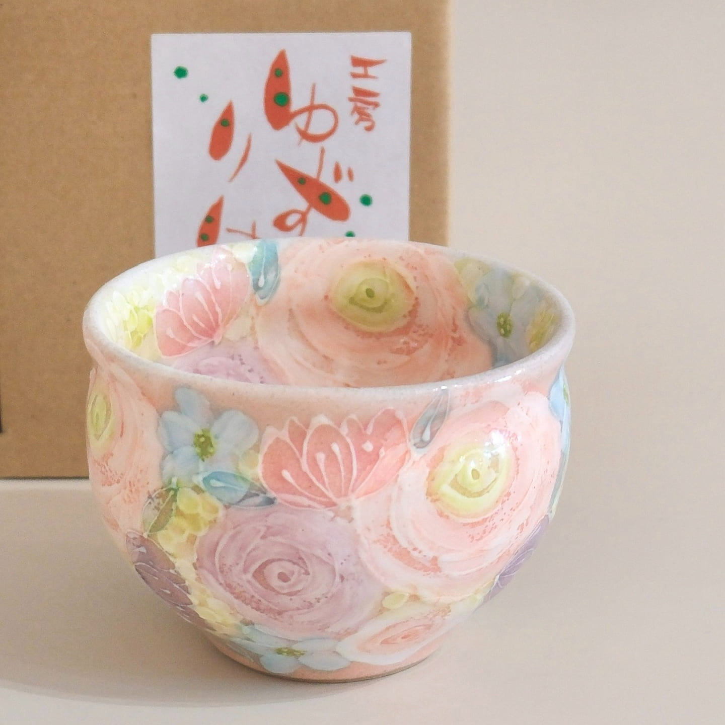Yuzuriha Matcha Bowl Pink Rose (Gift box) 1 count