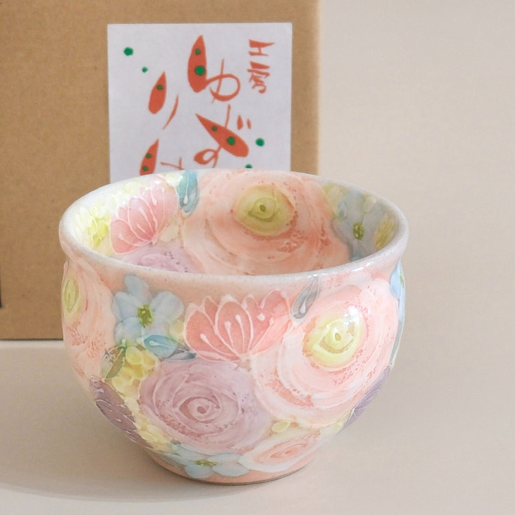 Yuzuriha Matcha Bowl Pink Rose (Gift box) 1 count