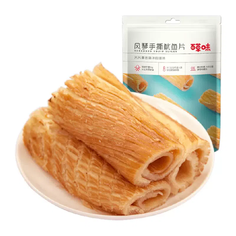 百草味风琴手撕鱿鱼片80g*1袋海鲜零食 80 克