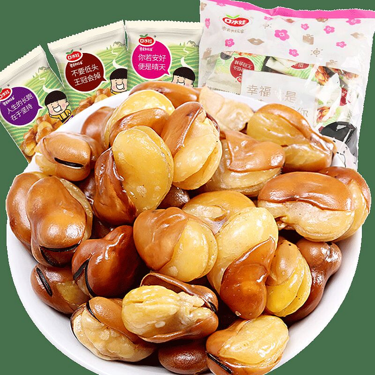 口水娃蚕豆带壳兰花豆混合味500g*1包装 500 克