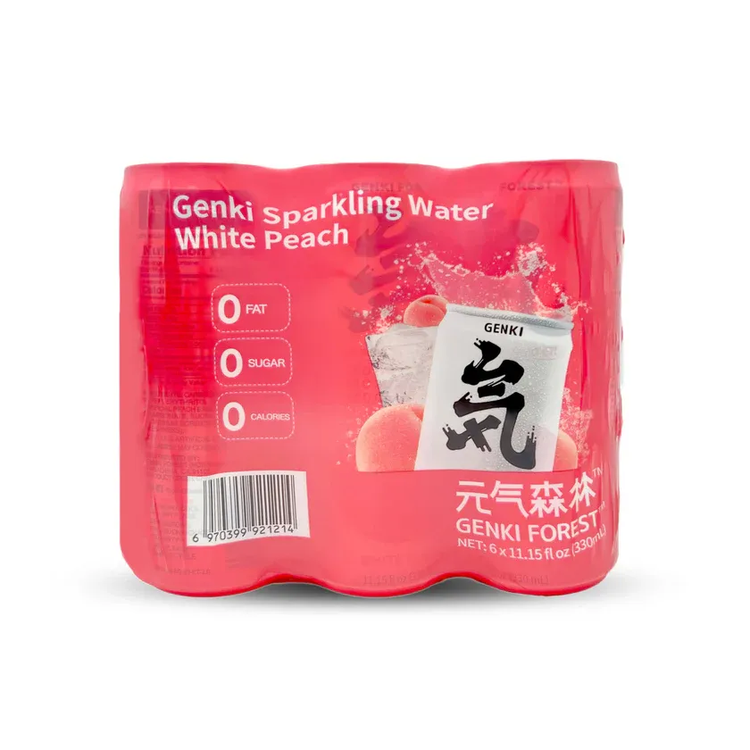 Genki Forest Sparkling Water, White Peach Flavor pack of 6 1 each
