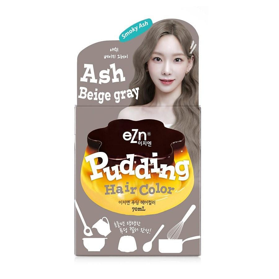 eZn Shaking Pudding Hair Color #Ash Beige Gray (Colorant 70ml + Developer 70ml) 1 box