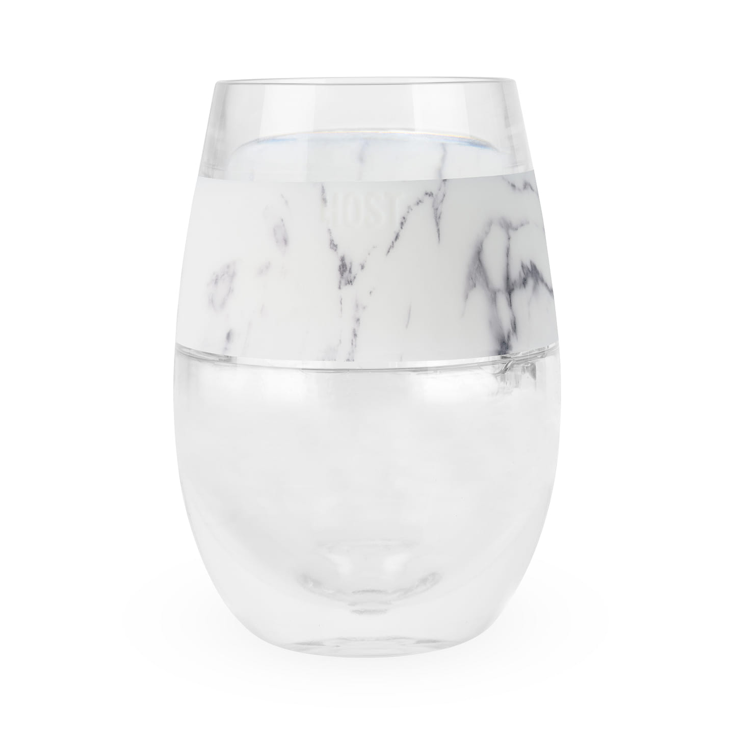 Host Plastic Stemless Wine Glasses – Double Wall Insulated FREEZE Drink Chiller Marble Wine Cup with Freezing Gel, Wine Glasses for Red and White Wine, 8.5 oz, Marble 8.5 oz