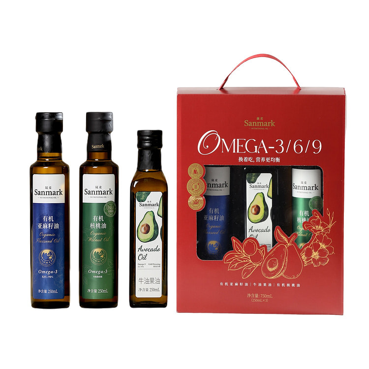 Sanmark 369 Gift Box Flaxseed Avocado Walnut Oil 1 box