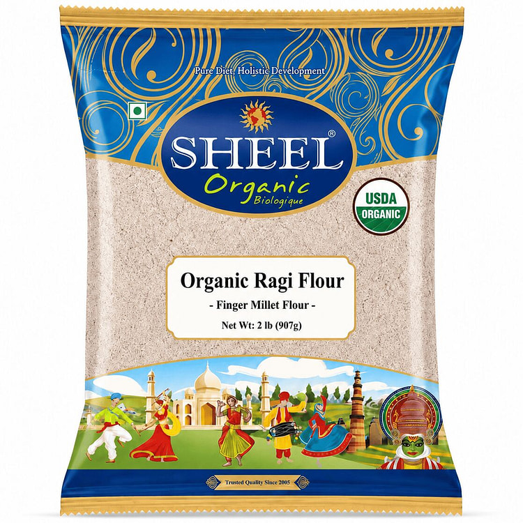 Organic Finger Millet Flour - Ragi Atta - 2 Lb (907g)
