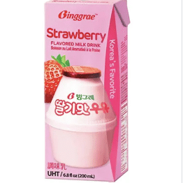 South Korea BINGGRAE Strawberry Milk 1 box 200ml 1 count