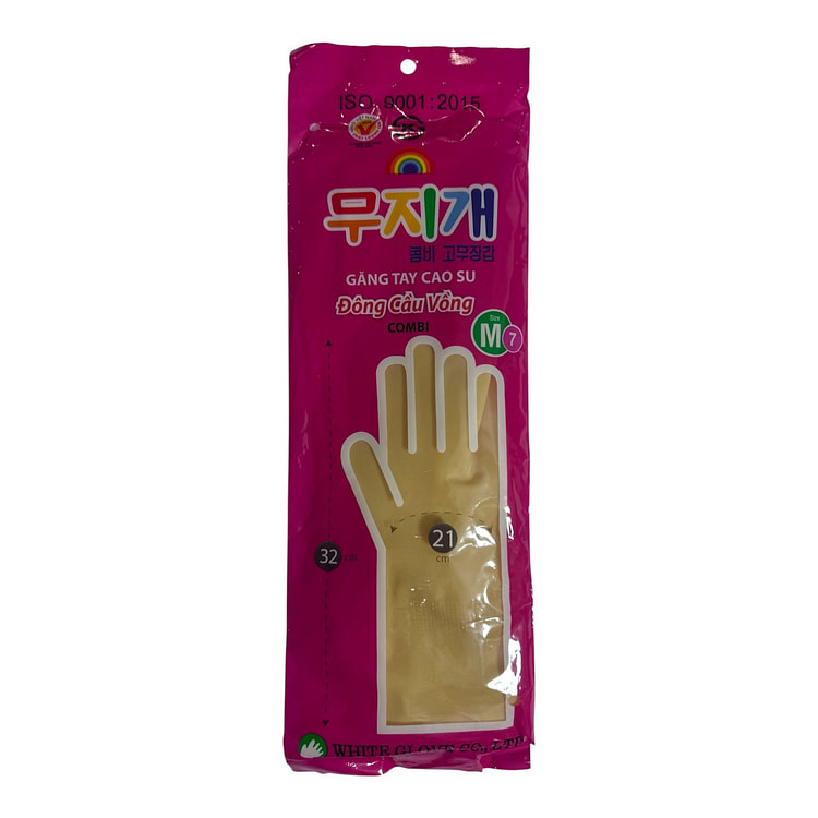 Rainbow Combi Rubber Gloves Gang Tay Cao Su Size M 1 each