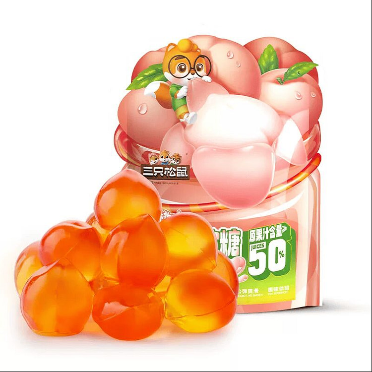 Three Squirrels White Peach Peelable Gummies 50g*2 100 g
