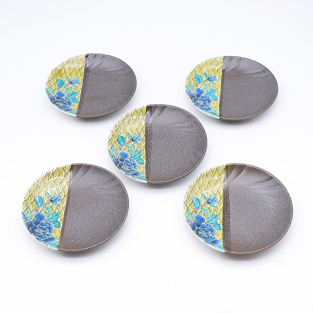Kutani Ware Handmade Serving Plate 5set (Camellia, 5.82 x 5.82) Made in Japan 1 each