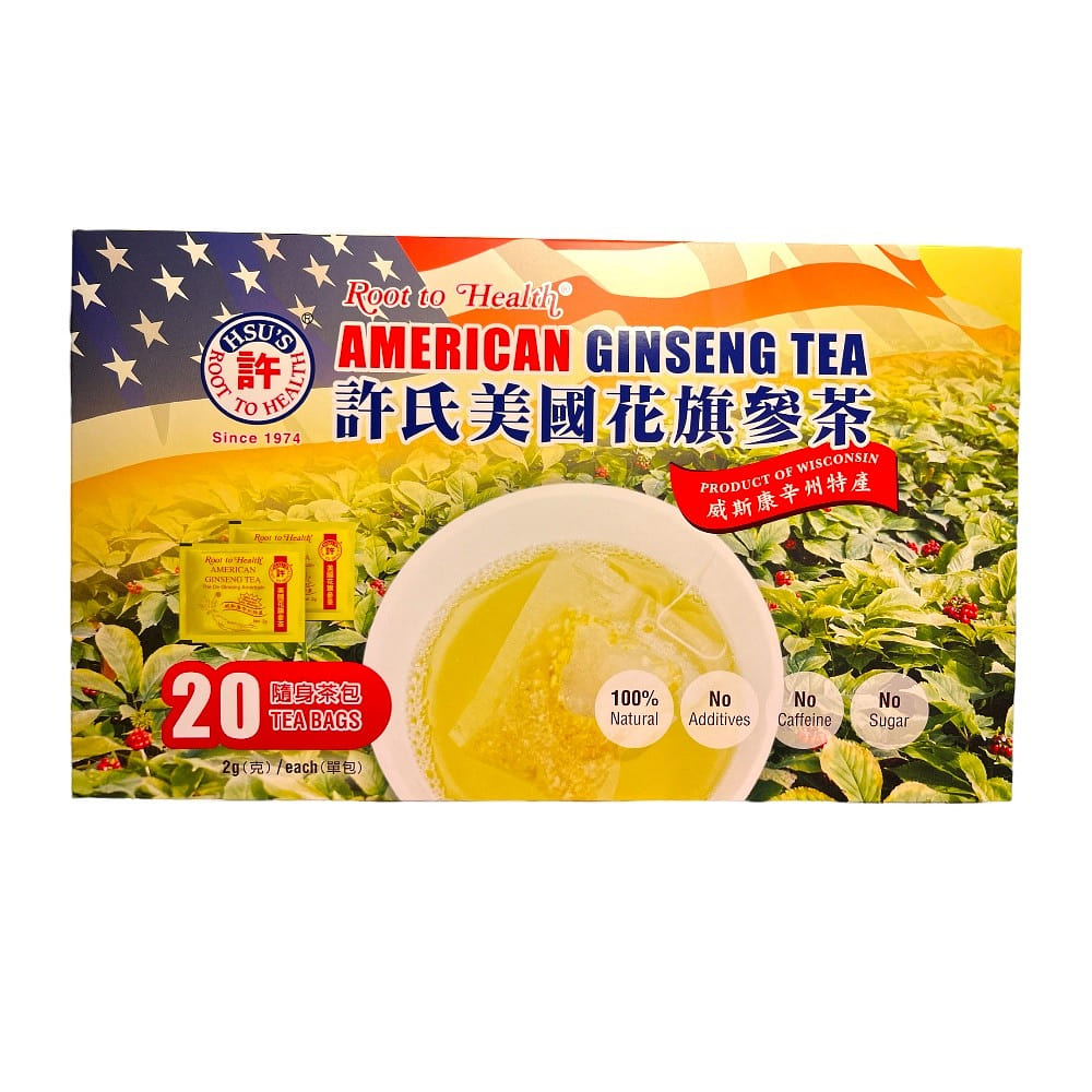 Hsu's Root to Health American Ginseng Tea 20 Tea Bags 40g Gift Box 1 box