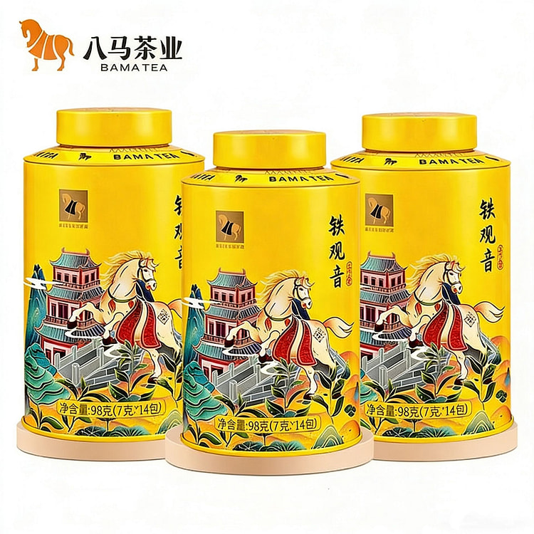 八马茶叶 安溪铁观音 清香型 茶叶 独立小包 精美 98 克*3 罐