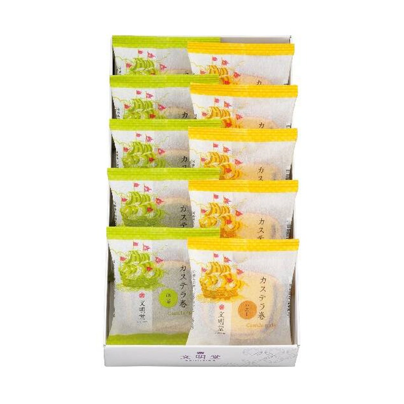 TOKYO BUNMEIDO Castella Dorayaki Roll Honey & Matcha Flavor 30gx10 pcs 1 box