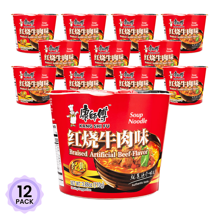 康师傅 开心桶 红烧牛肉面 110 克*12 包