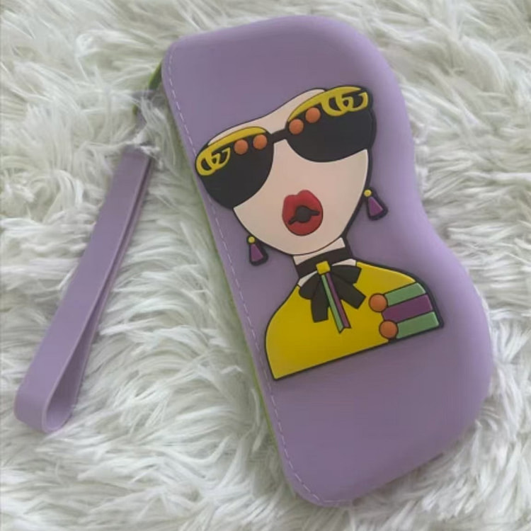 卡通可爱便携式硅胶眼镜袋 魔幻紫 1 个