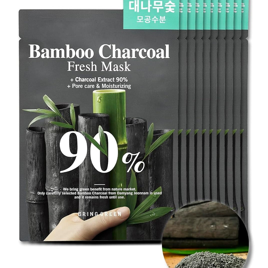 BRING GREEN BAMBOO CHARCOAL 90% Fresh Mask(10 Count) 1 box