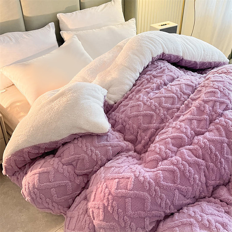 LULLABUY加厚羊羔绒毛毯 保暖棉被 香芋紫 180 x 220cm 3.5kg
