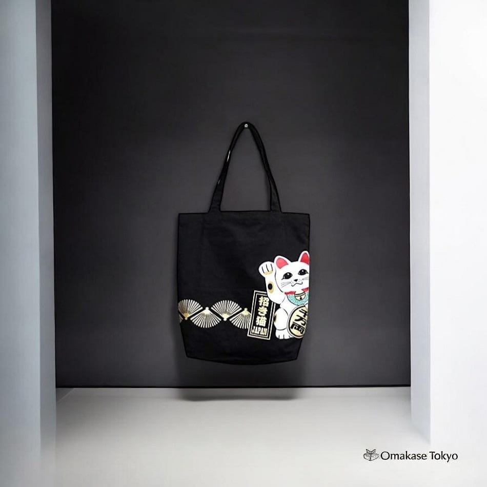 JAPONESQUE Japanese Tote Bag Lucky Cat Canvas 226 g