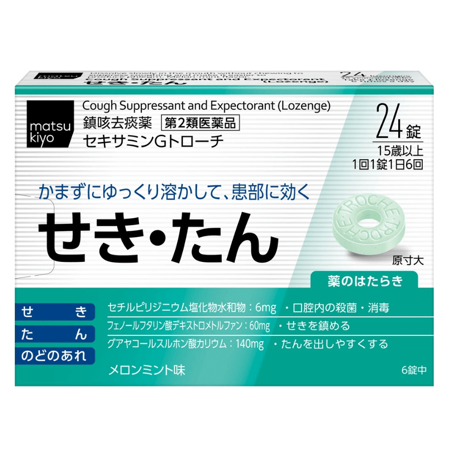 [Japan Direct Shipping] Matsumoto Kiyoshi Self-developed couggh Suppressant Expectorant Lozenges Relieve couggh 24 Pills 1 each
