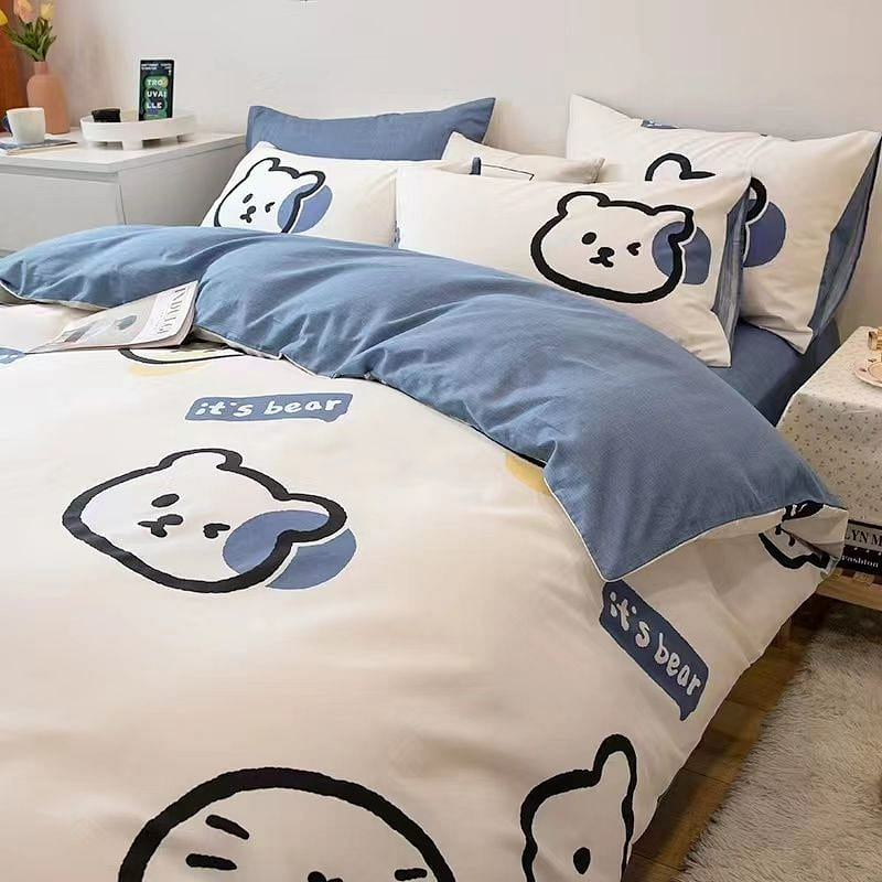 [Pet Party150*200] INS Bed 4 Piece Duvet Cover + Sheet + Pillow Ca 1 each