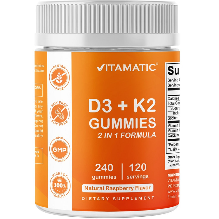 Vitamin D3 K2 with Calcium Gummies - 240 Count