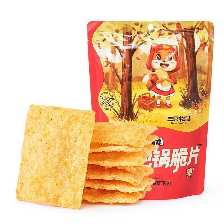 三只松鼠地锅脆片宿舍零食膨化薯片即食锅巴小吃零食 85 克