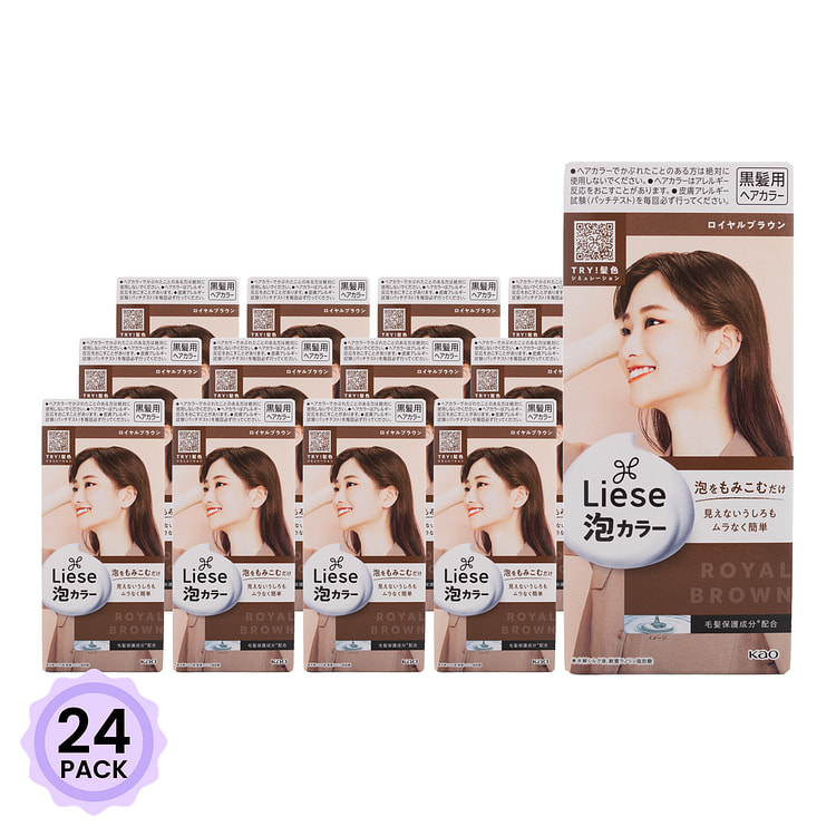 花王 KAO Prettia植物泡沫染发剂 皇家棕色 1 盒*24 包