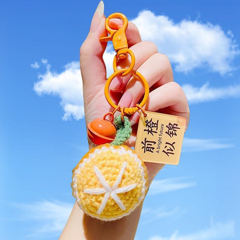 Cute woolen wind Vegetable series car keychain quirky keychain orange 1 count