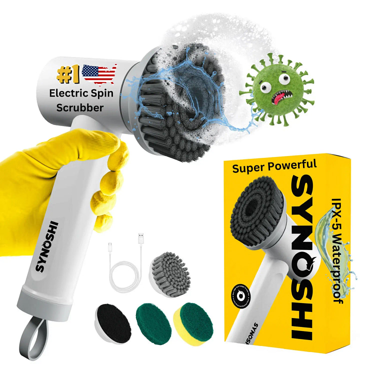 SYNOSHI Electric Power Brush with 3 Cleaning Head 1 box