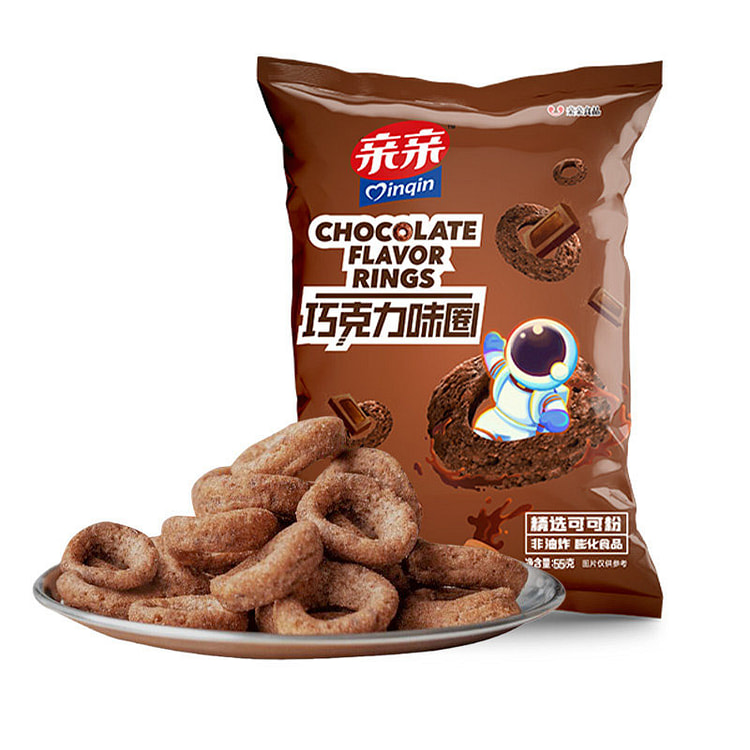Qinqin Chocolate flavor circles Non-fried Puffed 110 g*2 pack