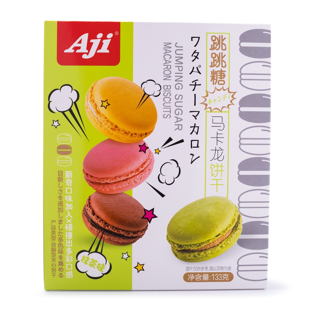 Get Aji Jumping Sugar Macaron Biscuits, Matcha Flavor Delivered