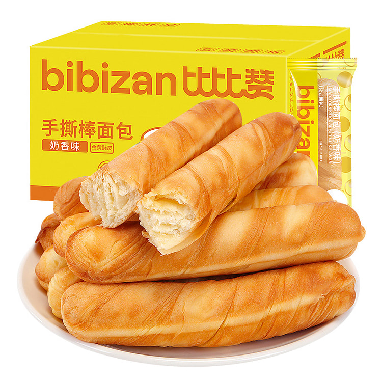 比比赞 手撕面包棒整箱早餐软法棍健康营养300g