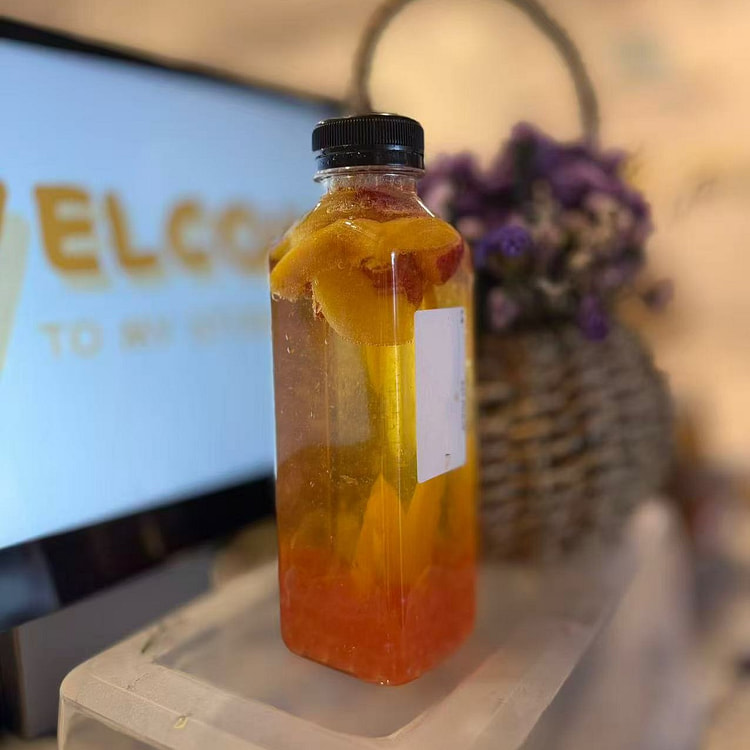 Peach and Rose Sparkling with Popping Boba