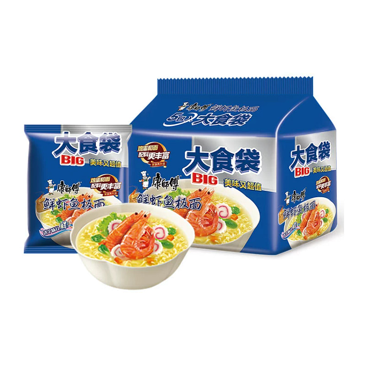 康师傅大食袋鲜虾鱼板面*1袋