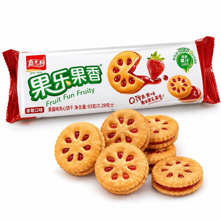 嘉士利 果乐果香草莓果酱夹心饼干 93 克