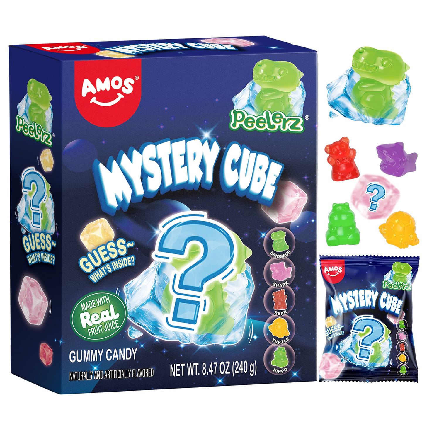AMOS Peelerz Mystery Cube Peelable Gummy 10ct. 8.47 oz