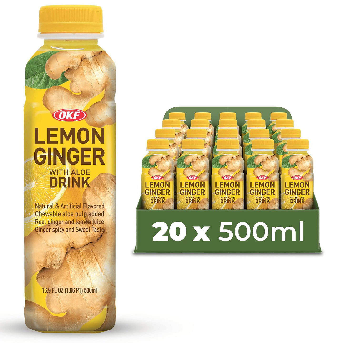 Lemon Ginger Aloe Vera Juice Drink with Pure -20pk 16.9 fl.oz