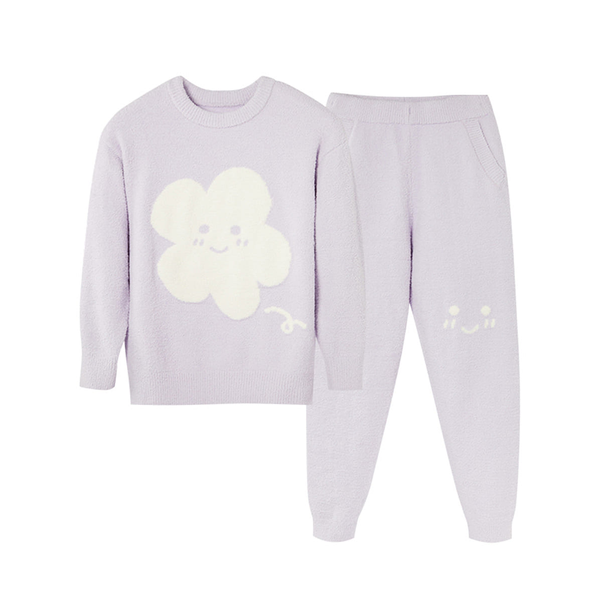 Lunar New Year Gift| Make a Wish Edition Fluffy Pajama Set Fluffy Lounge Set – Light Lavender-S 220 g
