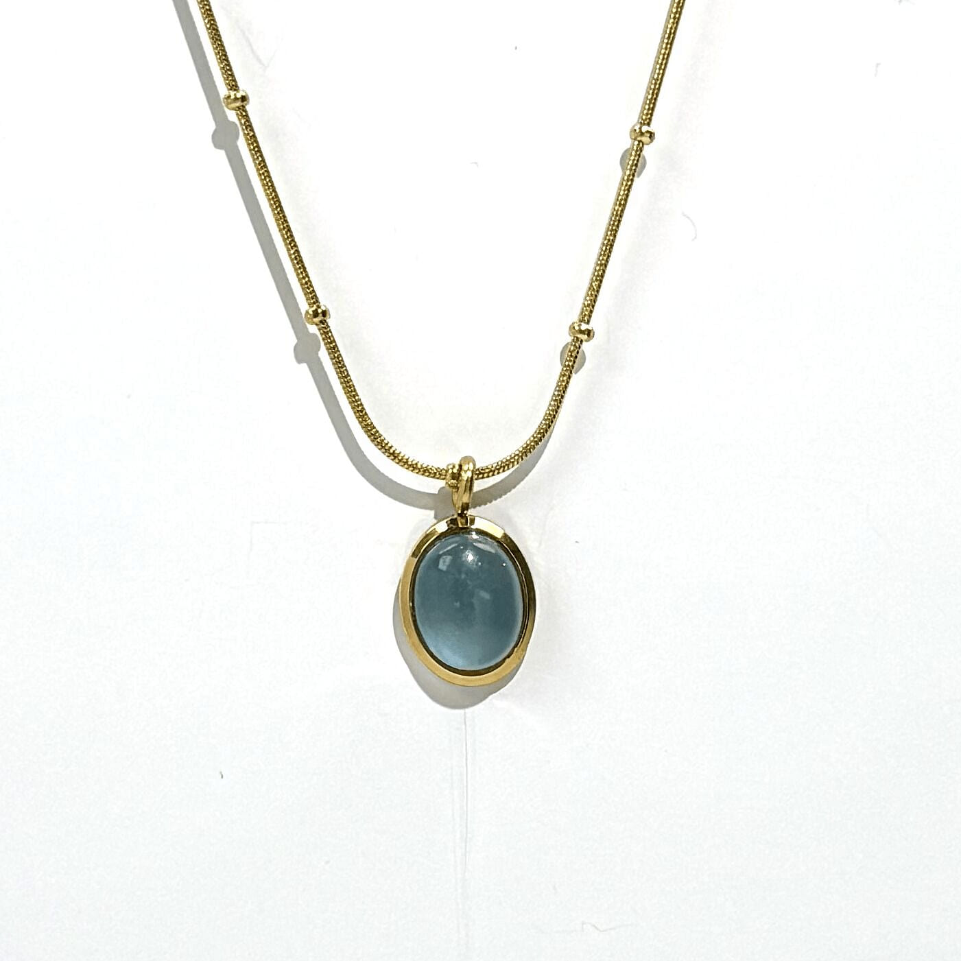 18K GoldFilled WaterProof Aquamarine Necklace Gold 1 each