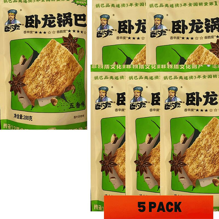 襄阳特产 卧龙老灶锅巴手工锅巴五香味200克*5袋 200 克