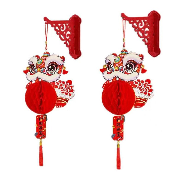 2026 3D Lion Dance Lanterns Wall Hanging Decor 2 each