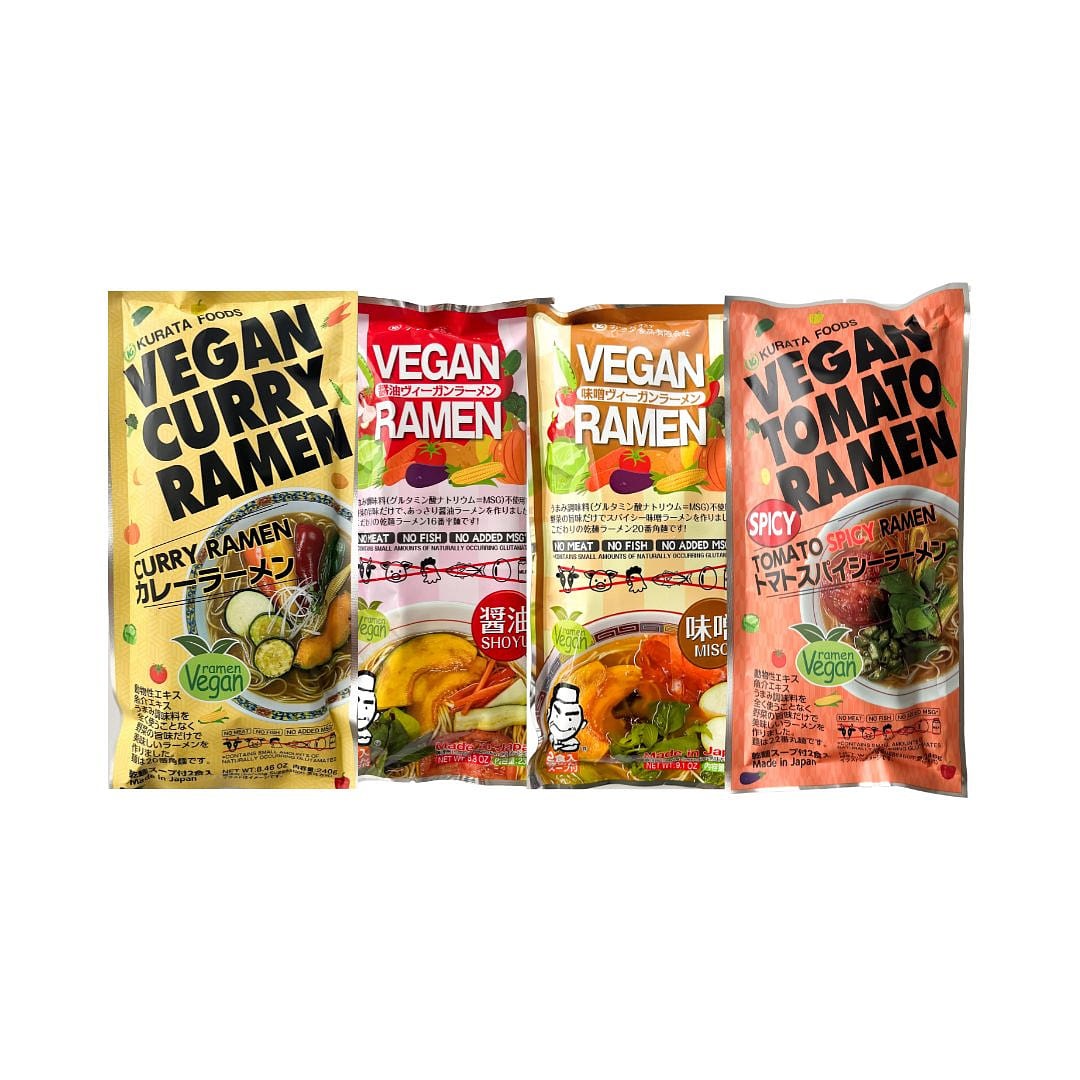 Vegan Ramen Bundle (4 Flavors: Miso, Curry, Soy Sauce & Spicy Tomato) 280 g
