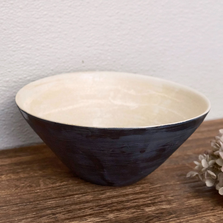 日本作家 杉田真紀  17.5cm 面碗 - 黑色 1 个
