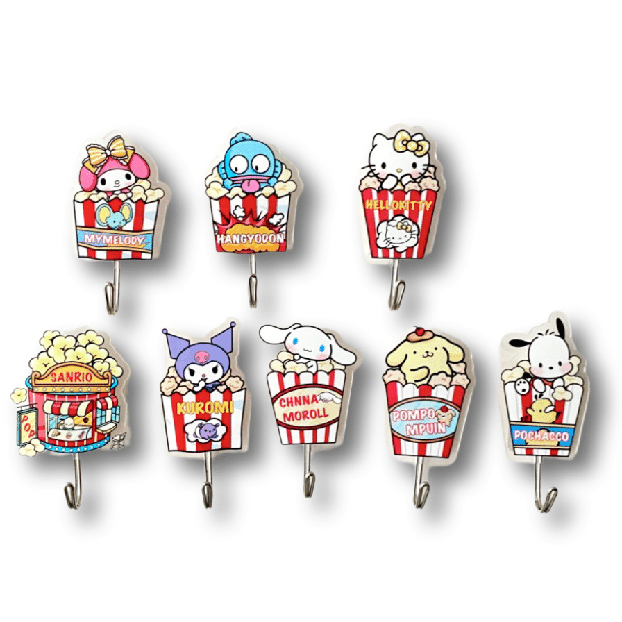 Sanrio Cute Traceless Hook Set| No-Drill Acrylic Door Hooks 8 Pieces/Set 1 each
