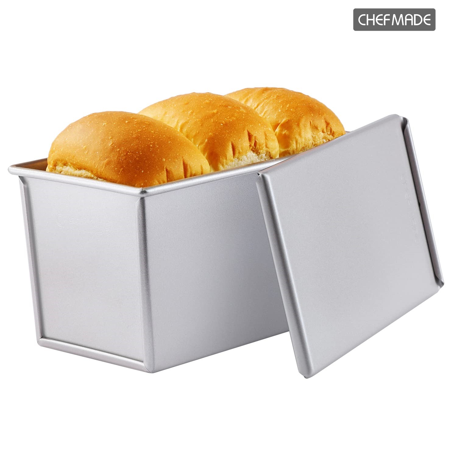 CHEFMADE Pullman Loaf Pan with Lid, 1Lb Dough Capacity Non-Stick Flat Toast Box 1 each