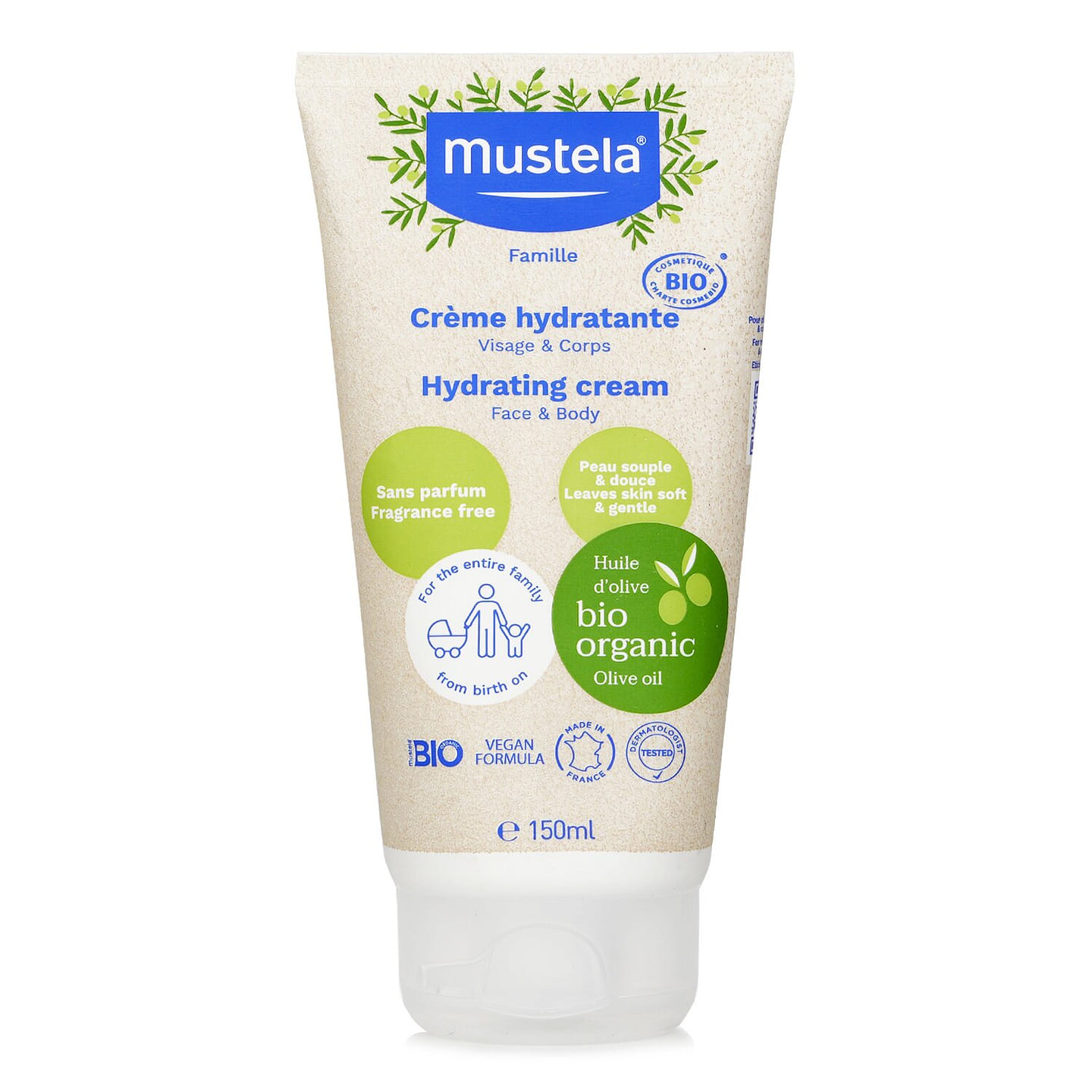 Mustela Organic Hydrating Face And Body Cream with Olive Oil (Fragrance Free) 150ml/5oz 150 ml