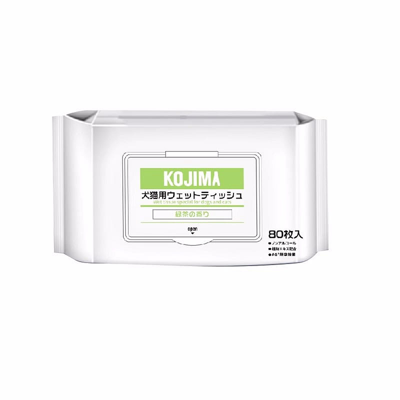 [HiiiGet] Kojima Pet wet tissue special for dogs and cats -80pcs green tea 80 count